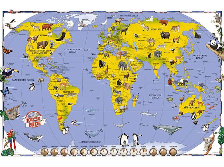 - Kinderweltkarte Tiere unserer 100 Landkarten Erde -