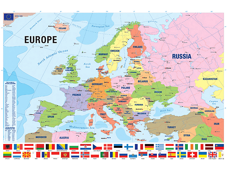 Educational - Bildung - Europakarte mit Flaggen
