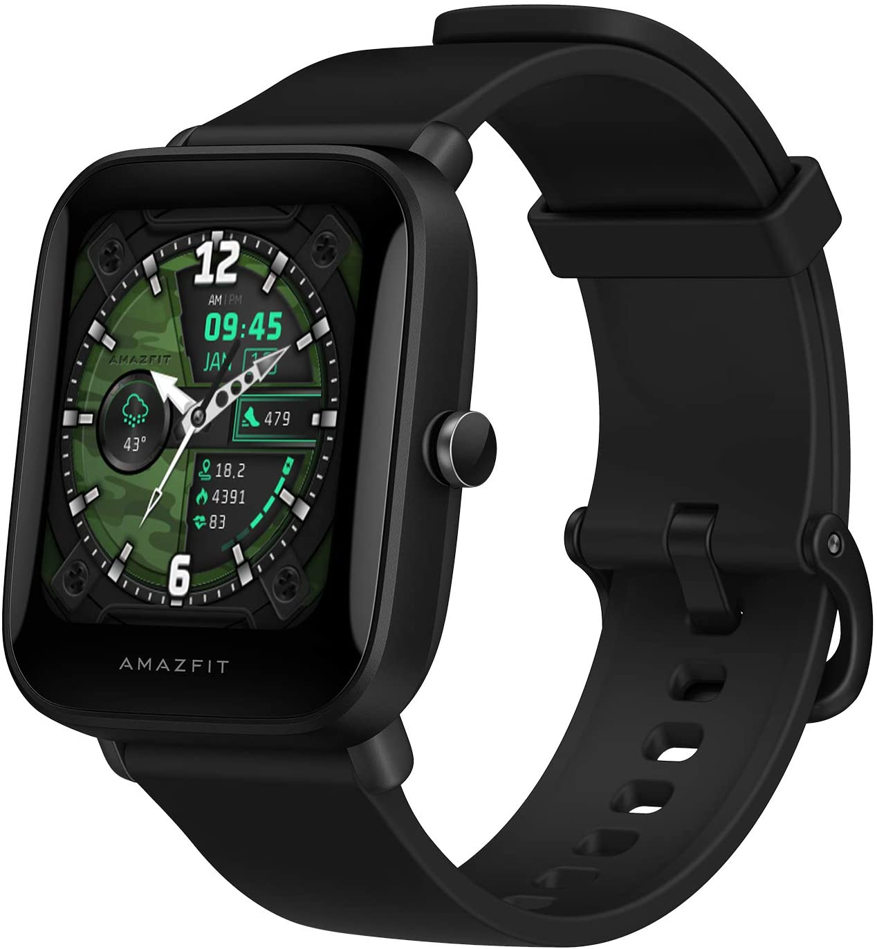 Smartwatch - Bip U AMAZFIT, 76 - 118 mm, Policarbonato, Negro