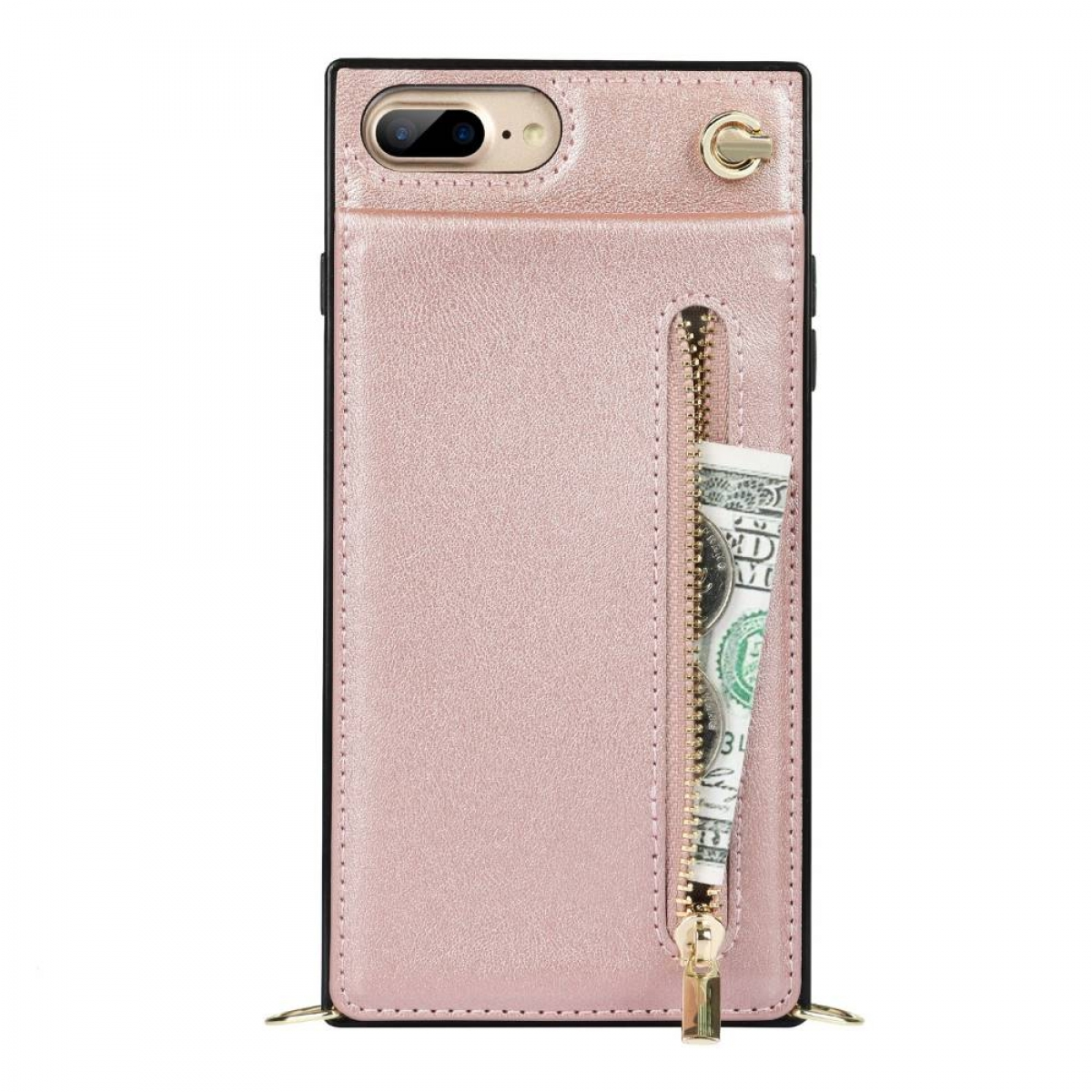 CASEONLINE Zipper Necklace, Umhängetasche, Apple, 8 Rose Plus, iPhone