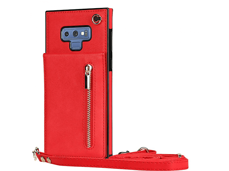 CASEONLINE Zipper Necklace, Umhängetasche, Samsung, Galaxy Note 9, Rot