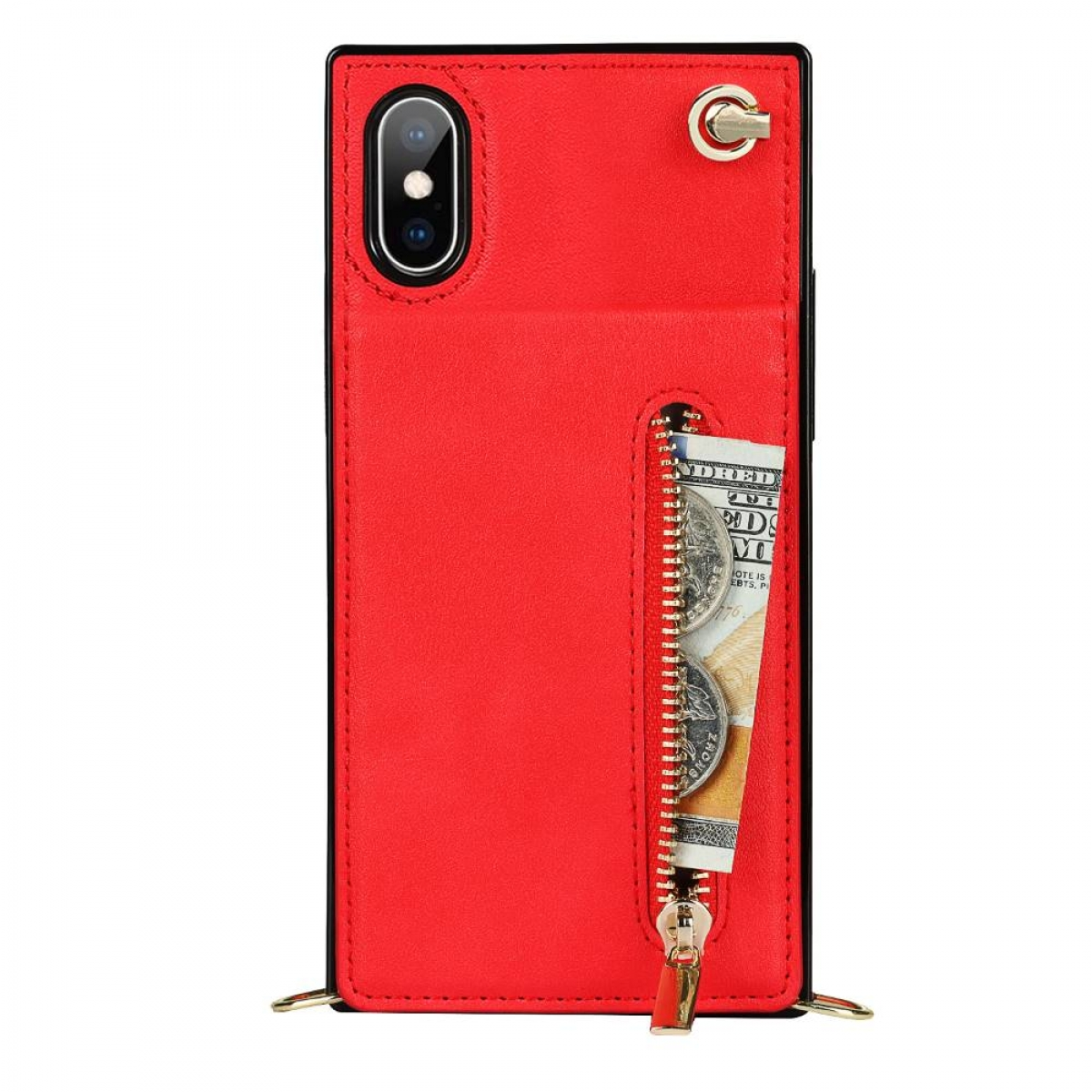 CASEONLINE Rot Zipper iPhone Umhängetasche, X, Necklace, Apple,