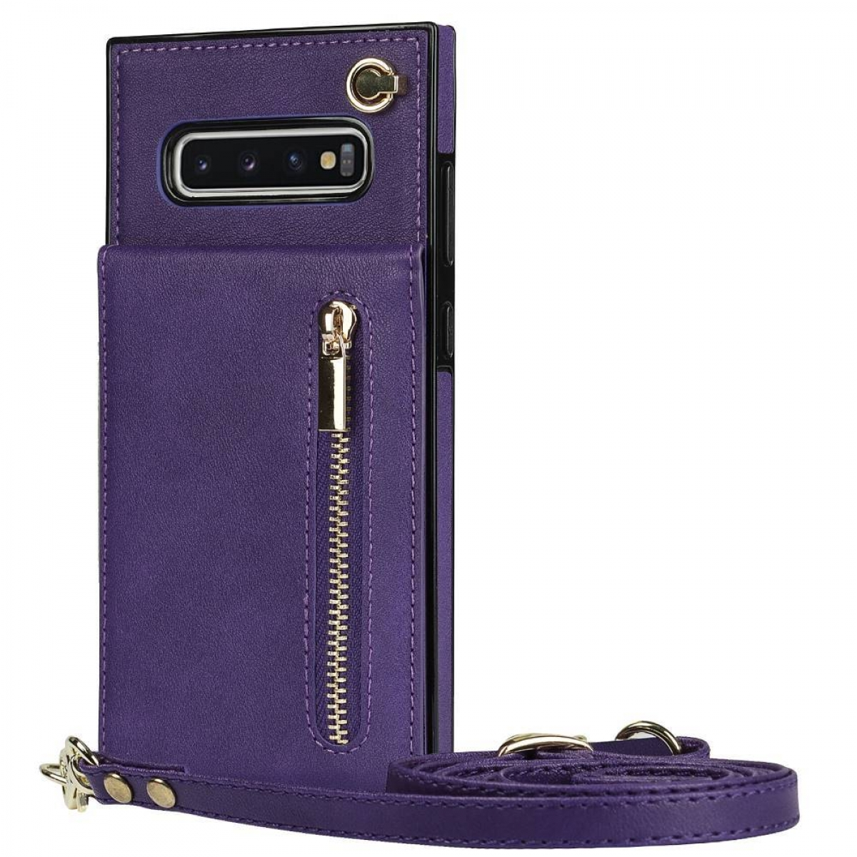Galaxy CASEONLINE Samsung, Umhängetasche, Zipper Violett S10, Necklace,
