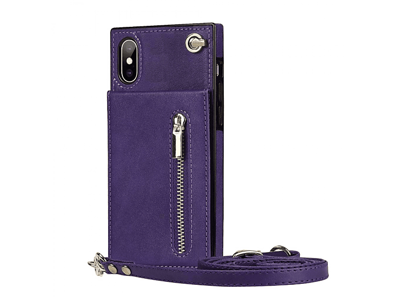 CASEONLINE Zipper Necklace, Umhängetasche, Apple, iPhone X, Violett