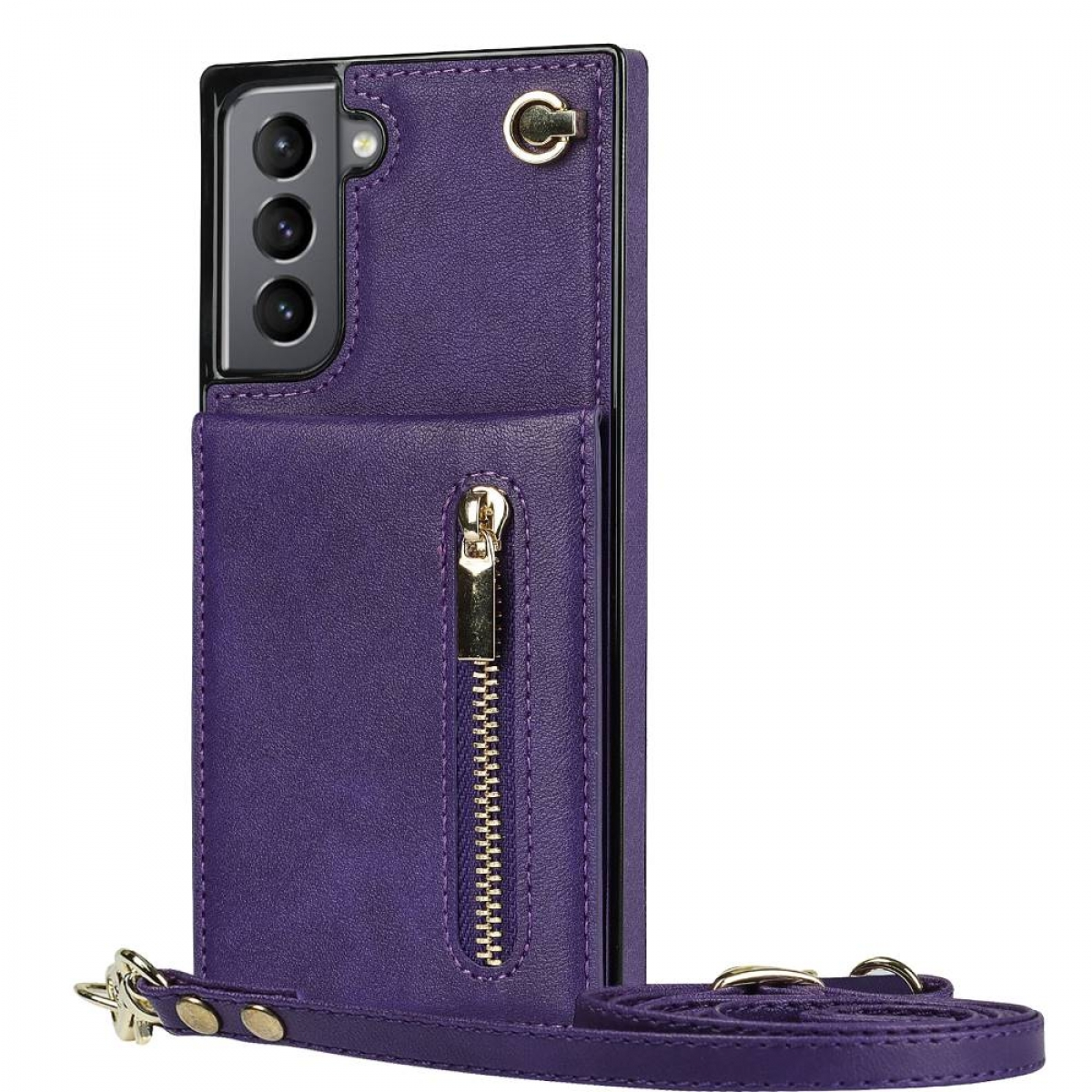 CASEONLINE Zipper Violett Galaxy Umhängetasche, Necklace, Samsung, S21