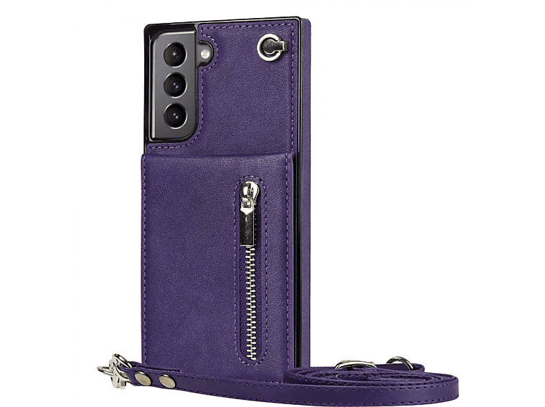CASEONLINE Zipper Violett Galaxy Umhängetasche, Necklace, Samsung, S21