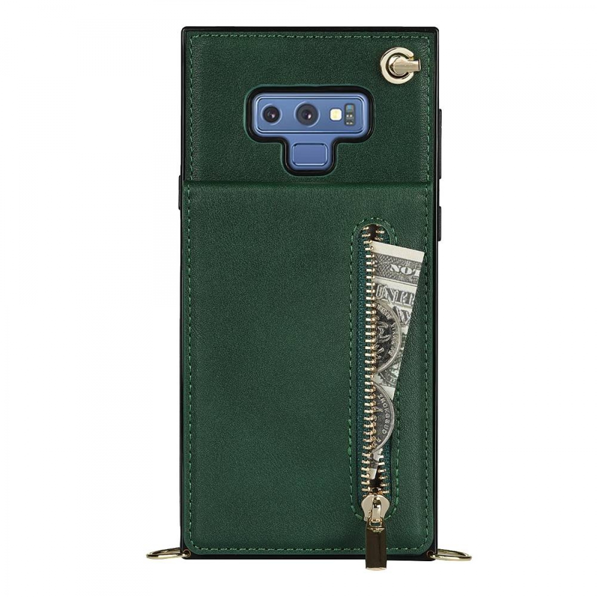 CASEONLINE Zipper Note Umhängetasche, Galaxy Grün 9, Necklace, Samsung