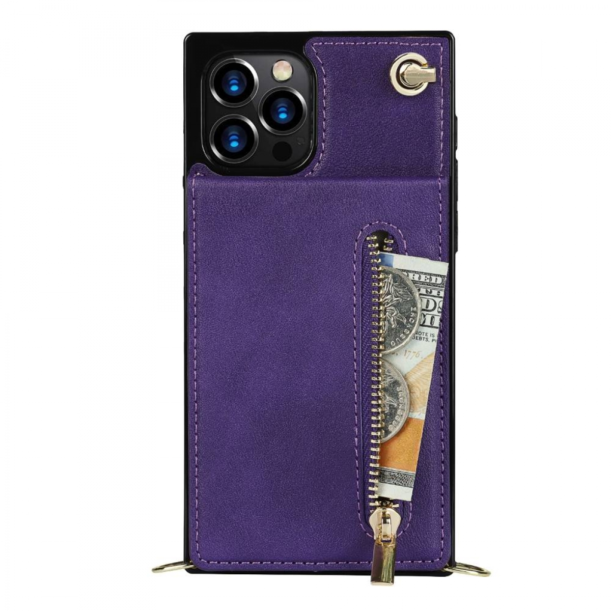 Zipper iPhone CASEONLINE Umhängetasche, Violett Max, Necklace, 12 Apple, Pro