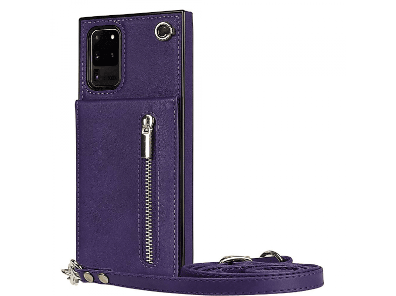 CASEONLINE Zipper Necklace, Umhängetasche, Samsung, Galaxy S20 Ultra, Violett