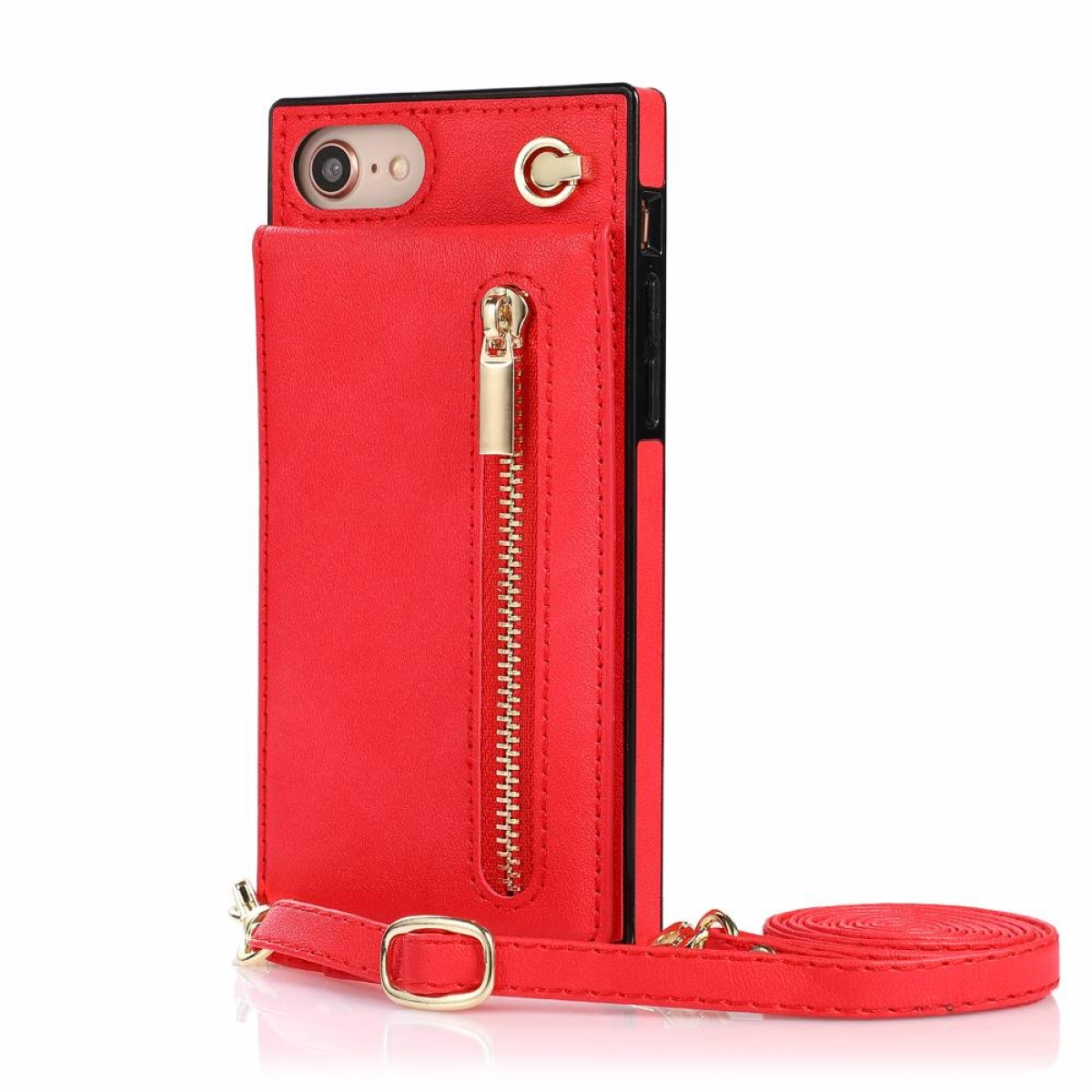 CASEONLINE Zipper Apple, Umhängetasche, iPhone Rot 8, Necklace