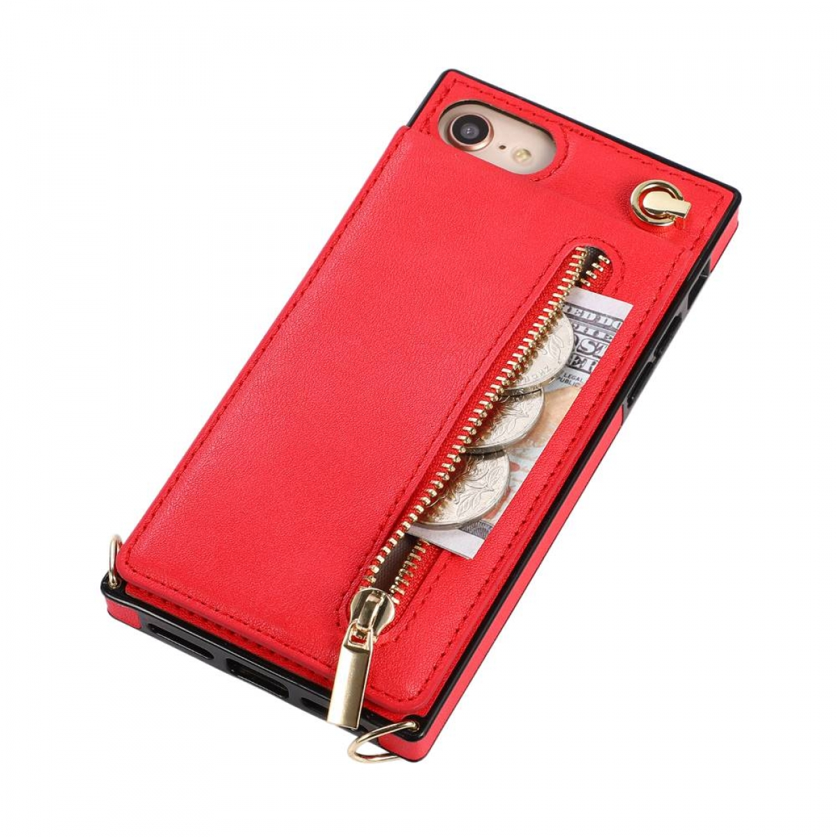 CASEONLINE Zipper Apple, Umhängetasche, iPhone Rot 8, Necklace