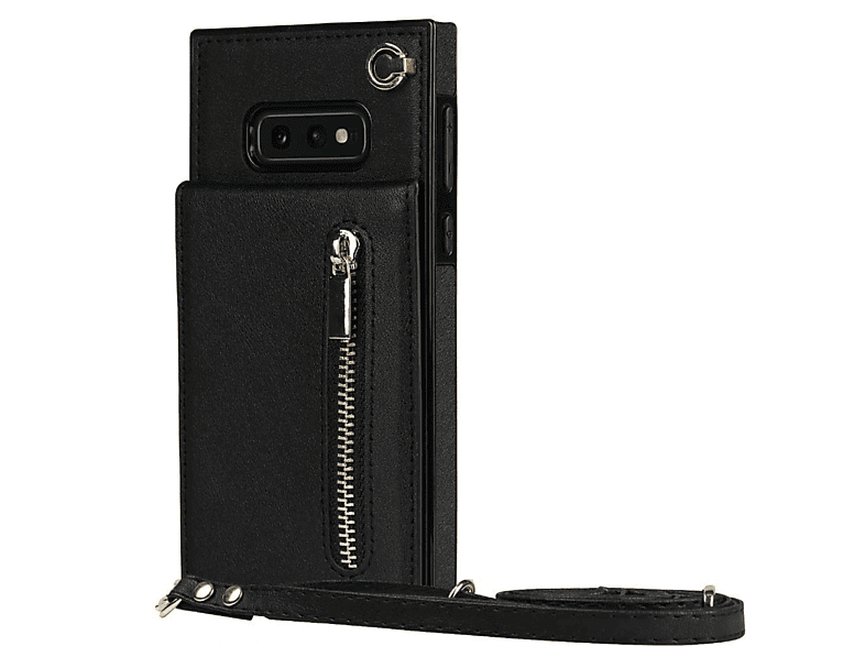 CASEONLINE Zipper Necklace, Umhängetasche, Samsung, Galaxy S10e, Schwarz