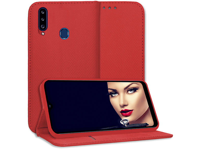 MTB MORE ENERGY Smart Magnet Klapphülle, Bookcover, Samsung, Galaxy A20s, Rot