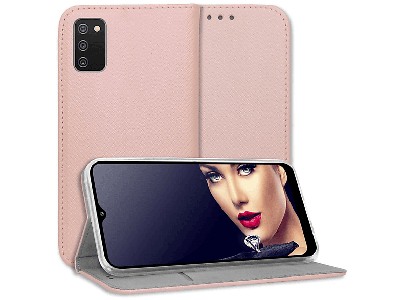 MTB MORE ENERGY Smart Magnet Klapphülle, Bookcover, Samsung, Galaxy A02S, Rosegold