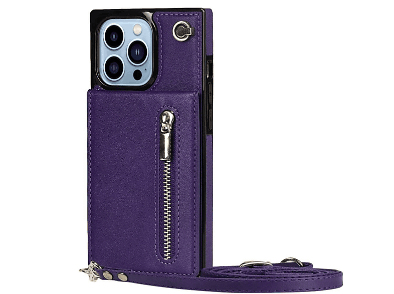 Violett Apple, 13 iPhone Pro Zipper Max, Necklace, Umhängetasche, CASEONLINE