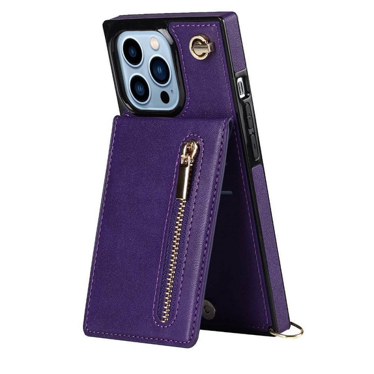 CASEONLINE iPhone Umhängetasche, Pro, Zipper 13 Apple, Violett Necklace,