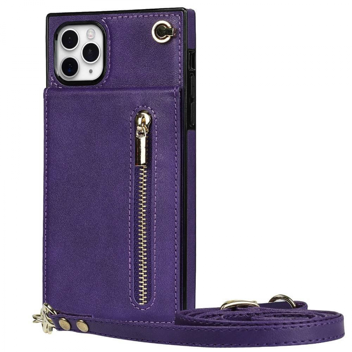 CASEONLINE Zipper Necklace, Umhängetasche, Apple, Violett Max, Pro iPhone 11