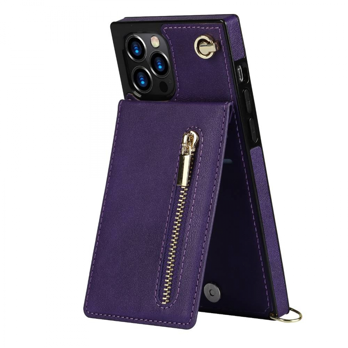 CASEONLINE iPhone Pro, Violett Zipper Umhängetasche, Apple, 12 Necklace,