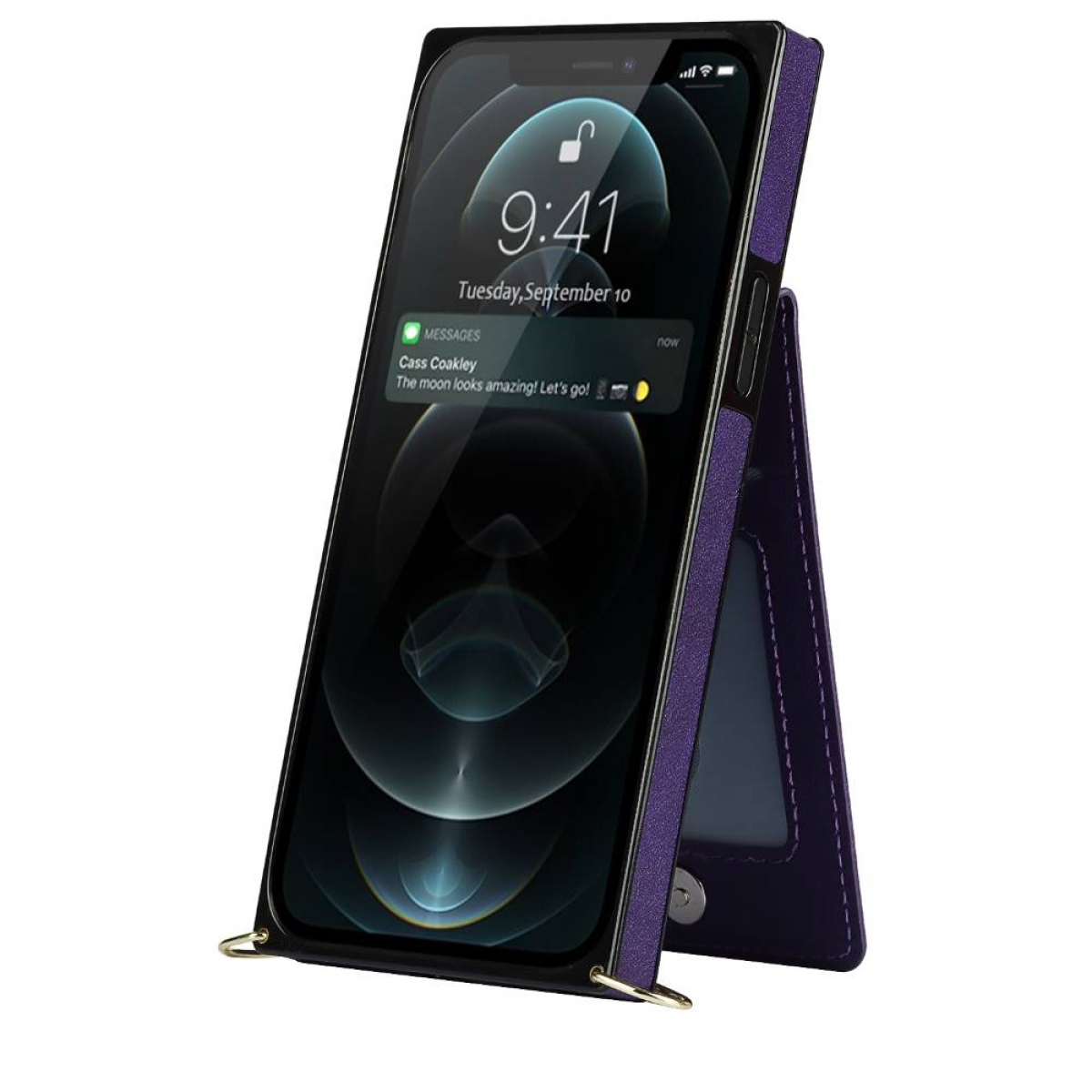 CASEONLINE iPhone Pro, Violett Zipper Umhängetasche, Apple, 12 Necklace,