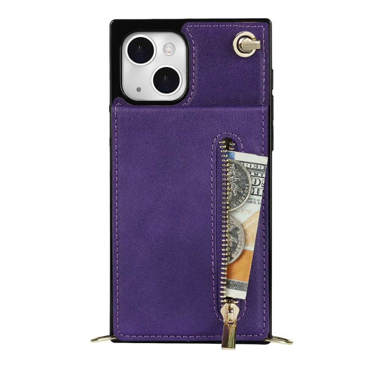CASEONLINE Zipper Umhängetasche, Violett iPhone 14 Plus, Necklace, Apple