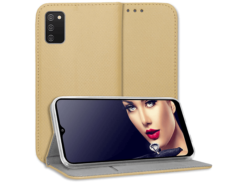 MTB MORE ENERGY Smart Magnet Klapphülle, Bookcover, Samsung, Galaxy A02S, Gold