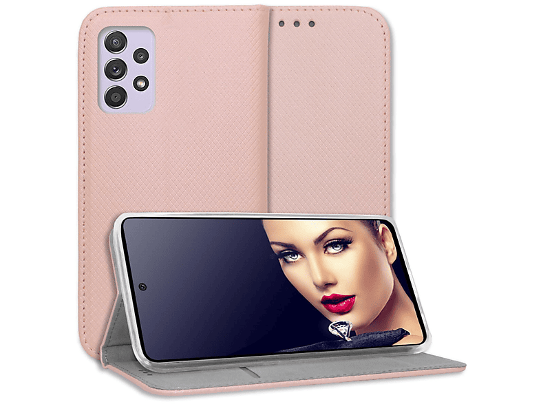 MTB MORE ENERGY Smart Magnet Klapphülle, Bookcover, Samsung, Galaxy A52 4G, A52 5G, A52S 5G, Rosegold | Bookcover