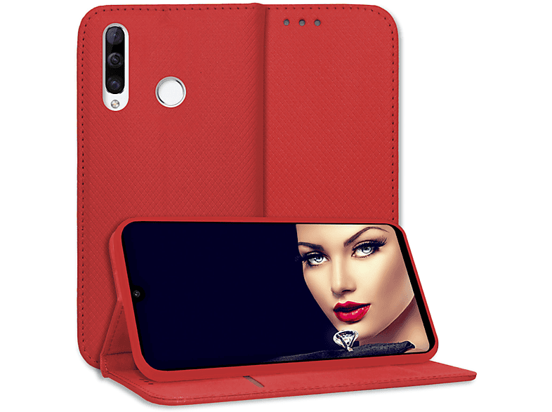 MTB MORE ENERGY Smart Magnet Huawei, EDITION, Klapphülle, Lite Bookcover, P30 Lite, Rot NEW P30