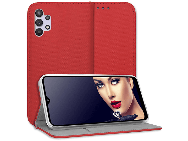 MTB MORE ENERGY Smart Magnet Klapphülle, Bookcover, Samsung, Galaxy A32 5G, Rot | Bookcover
