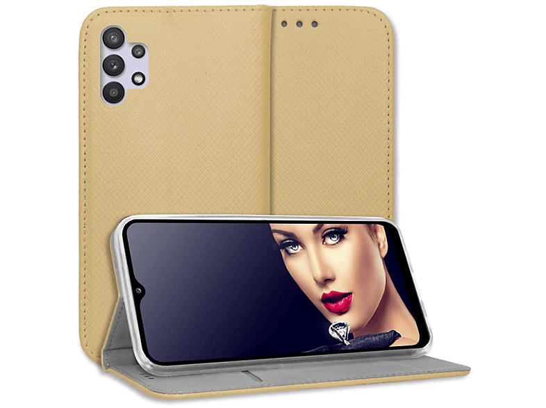 Galaxy Smart A32 Samsung, Gold 5G, Magnet ENERGY MORE Klapphülle, MTB Bookcover,