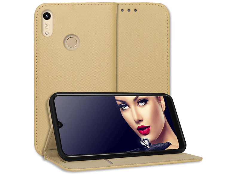 Huawei, Honor Y6S, Bookcover, ENERGY Klapphülle, Magnet MTB 8A, Smart MORE Gold