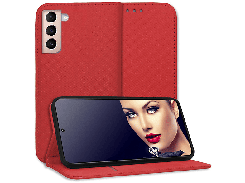 Samsung, Klapphülle, S21 ENERGY Smart Galaxy MTB Bookcover, 5G, Rot Magnet MORE