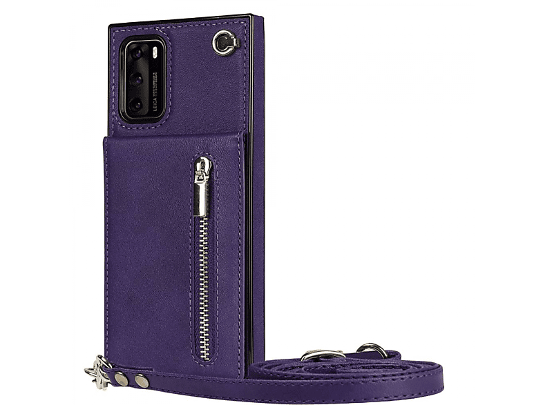 CASEONLINE Zipper Necklace, Umhängetasche, Huawei, P40, Violett