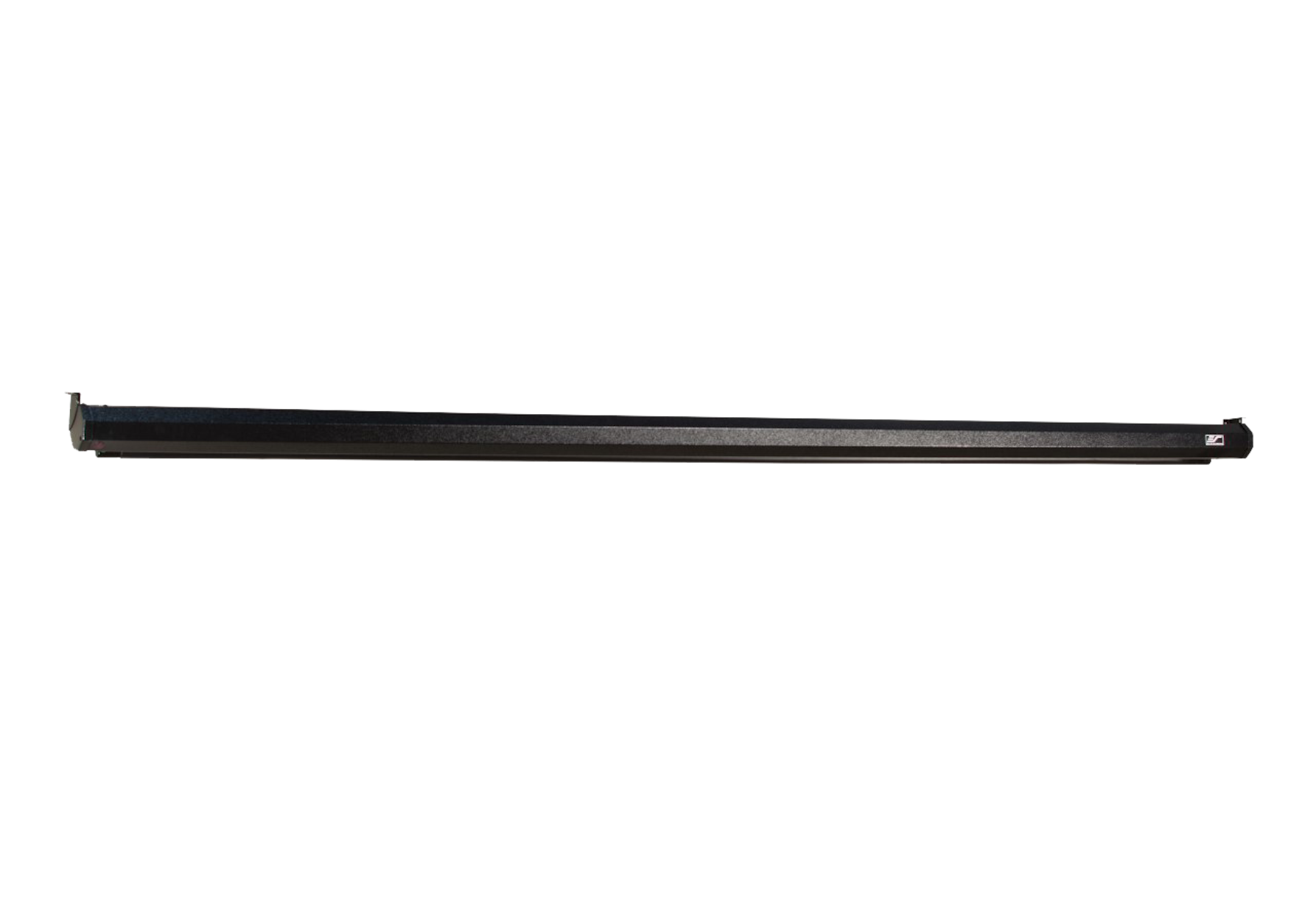 Black projection screen. It is a long, rectangular shape against a black background.