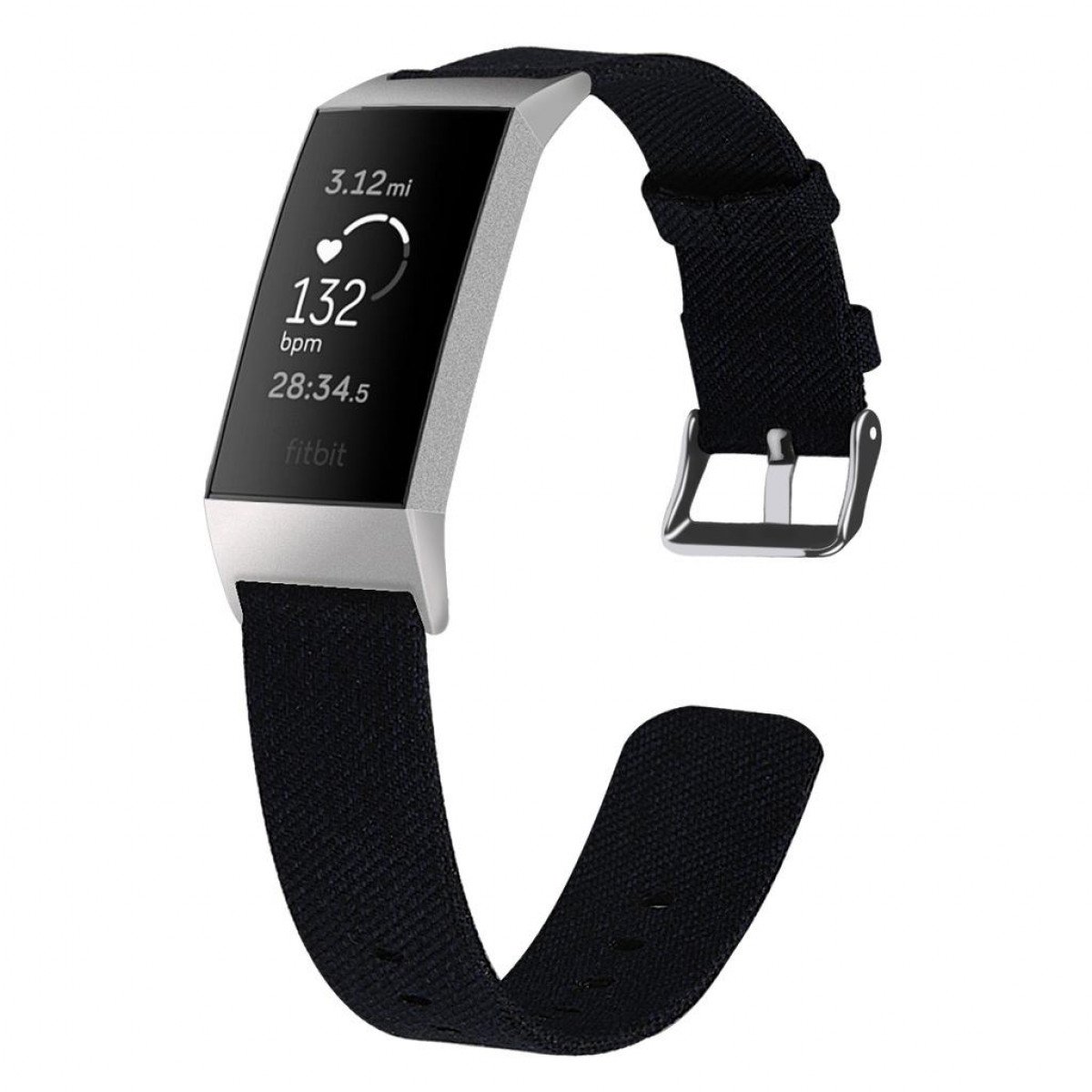 Fitbit, (S), Charge INF Charge 4, Ersatzband, Canvas 3/4 Armband Fitbit Schwarz Charge 3/ Schwarz