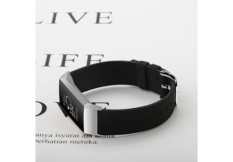 INF Fitbit Charge Armband Fitbit, MediaMarkt Charge 3/4, Schwarz (L), Ersatzarmband, 3/4 Canvas | Schwarz