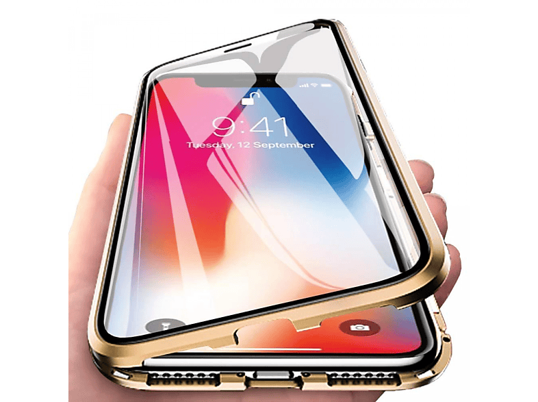 INF iPhone 7 Plus/8 Full Handyhülle Cover, Glas/gold, 7 Plus Plus, gold iPhone magnetisch iPhone8 Apple, Plus