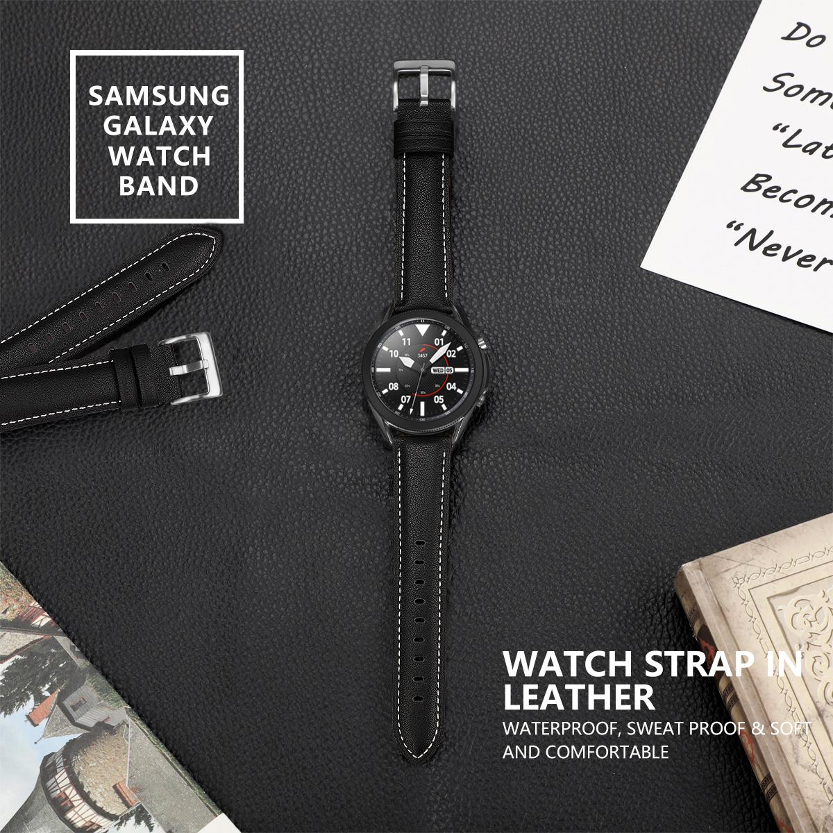 INF Armband für Samsung Galaxy Watch Echtes 3 Schwarz, Samsung, (45 Schwarz mm) Watch mm), (45 3 Galaxy Ersatzband, Leder