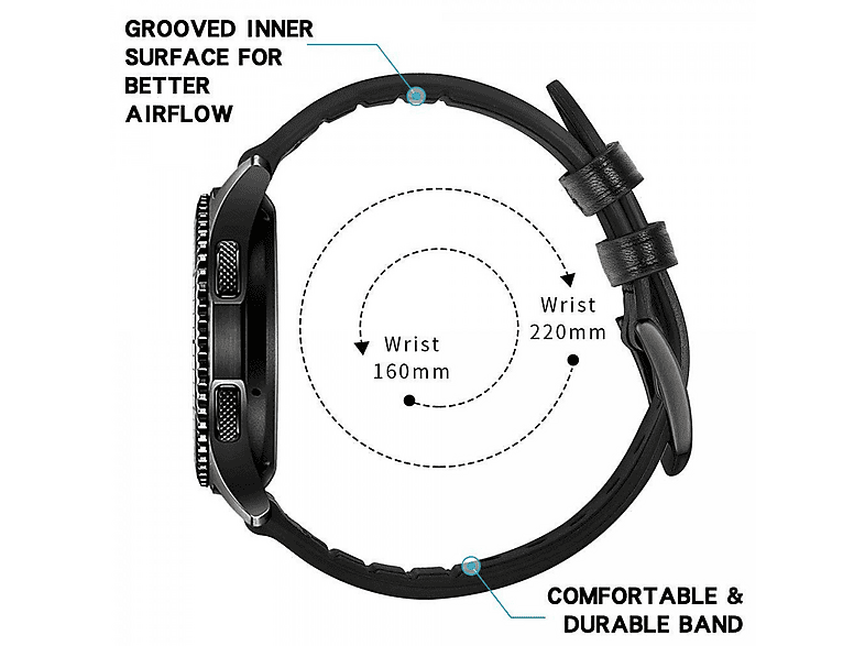 INF Armband fr Samsung Gear S3 Classic, Frontier, Gal, Ersatzband,  Samsung, Gear S3 Classic / Gear S3 Frontier, schwarz