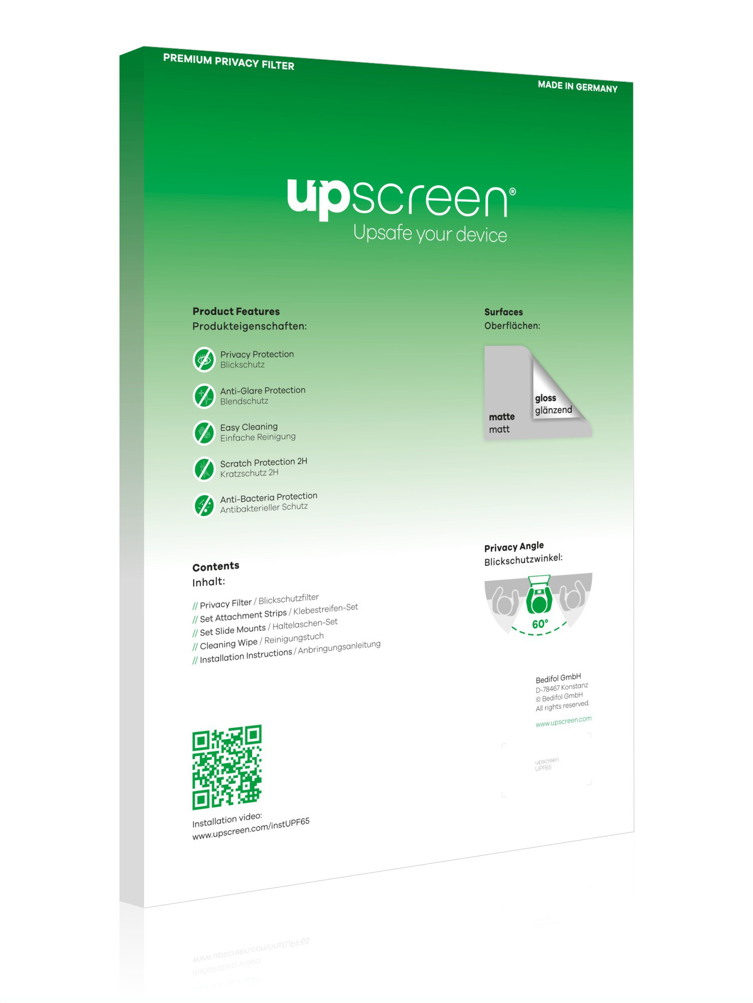 UPSCREEN 2) 14e Gen Lenovo Blickschutzfilter(für Anti-Spy