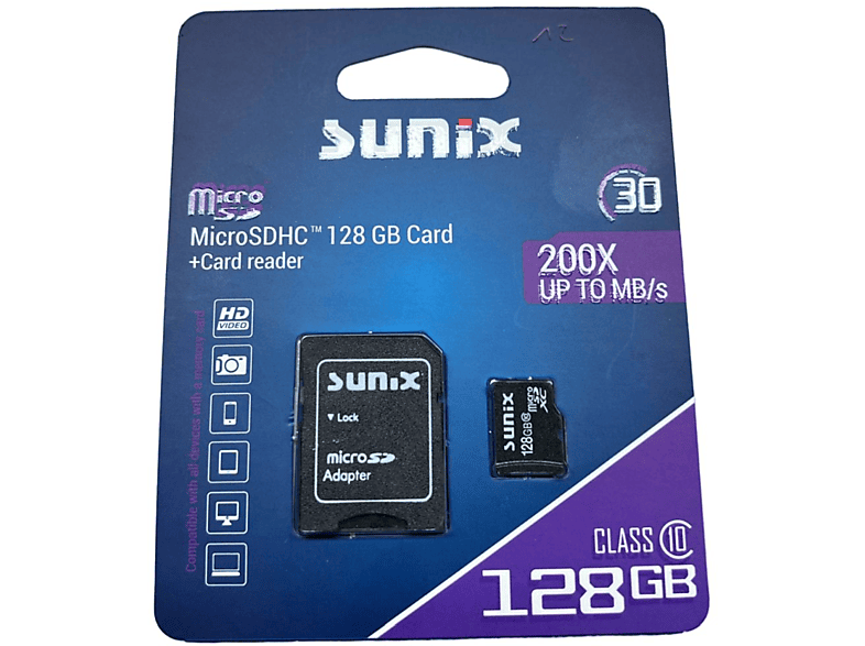 SUNIX Speicherkarte Class 11, Micro-SDHC MicroSDHC Karte, 128 GB