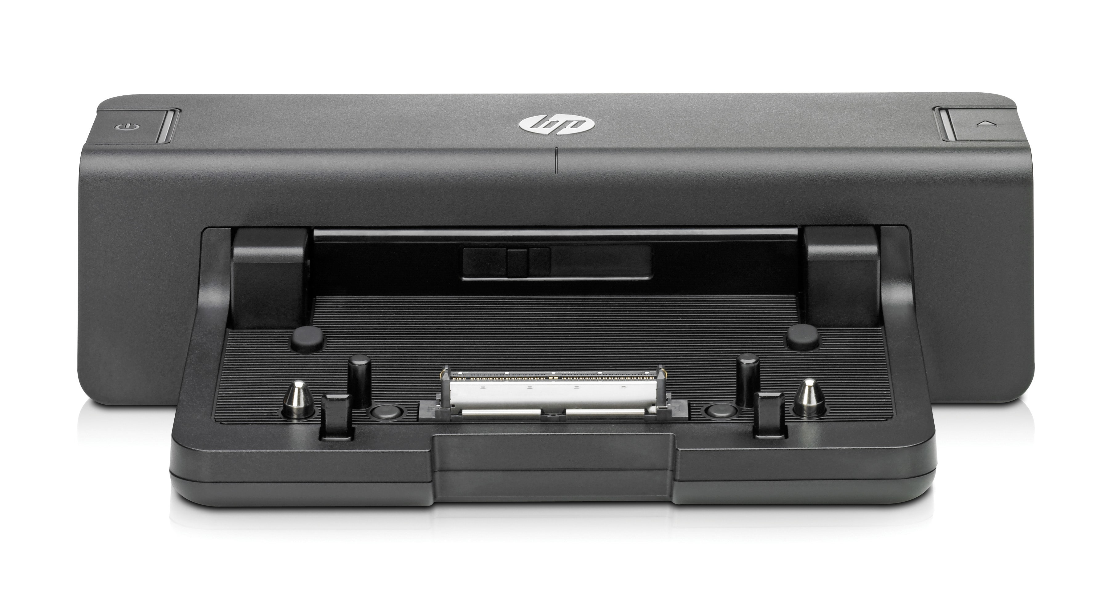 Docking station nera con logo HP, porta anteriore e varie fessure di connessione.