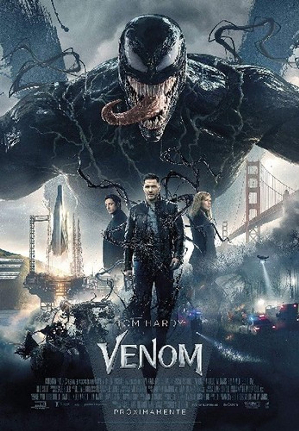 Póster de la película Venom, con Tom Hardy y el personaje de Venom.