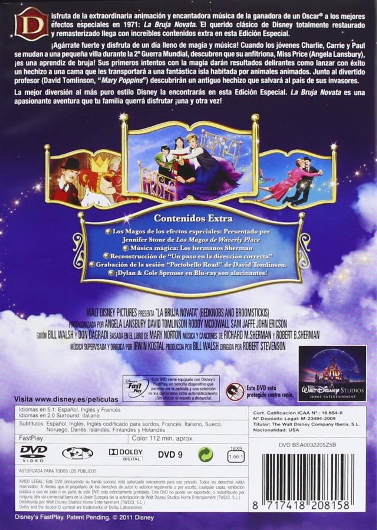 Contraportada de un DVD con texto e imágenes sobre la película.
