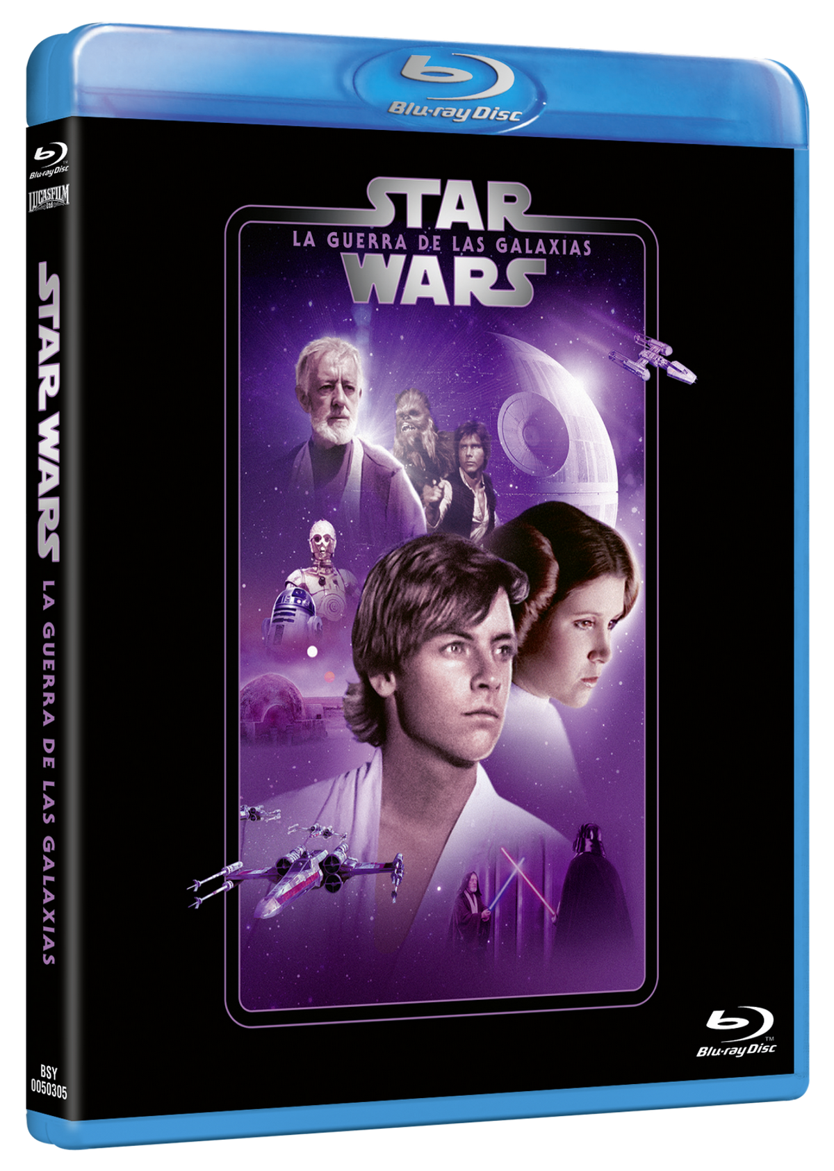 Funda Blu-ray de 'Star Wars: La Guerra de las Galaxias'. Con Luke, Leia, Darth Vader y la Estrella de la Muerte.