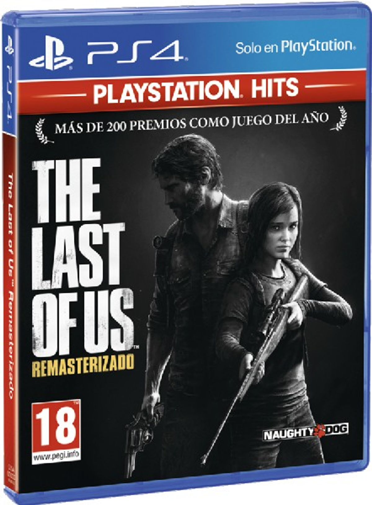 Okładka gry na PS4 The Last of Us Remastered, z dwiema osobami trzymającymi broń.
