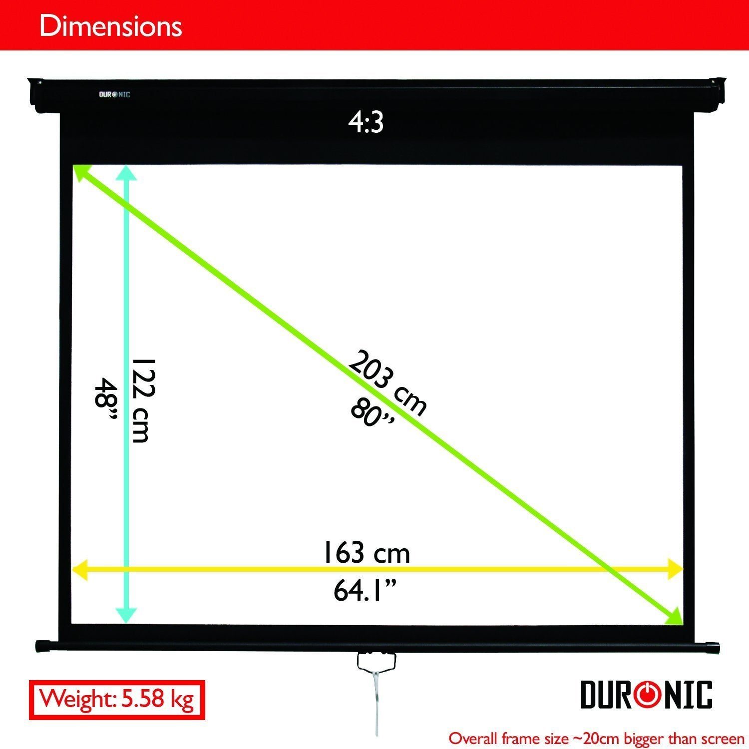 x Beamerleinwand Projektorleinwand Zoll Wand- 80 | | DURONIC und BK 4:3, Leinwand MPS80 | Deckenmontage 163 122cm Heimkino