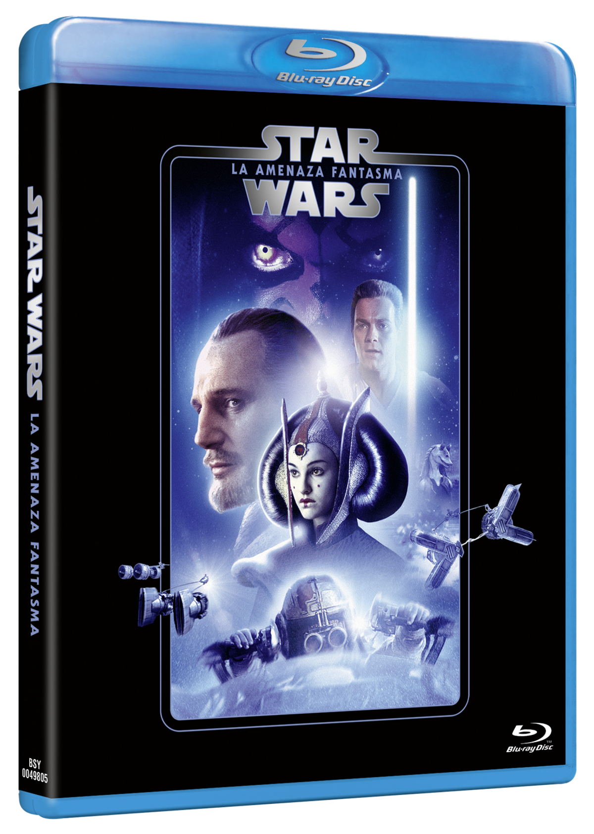 Caja Blu-ray de 'Star Wars: La Amenaza Fantasma', con Darth Maul, la Reina Amidala y otros.