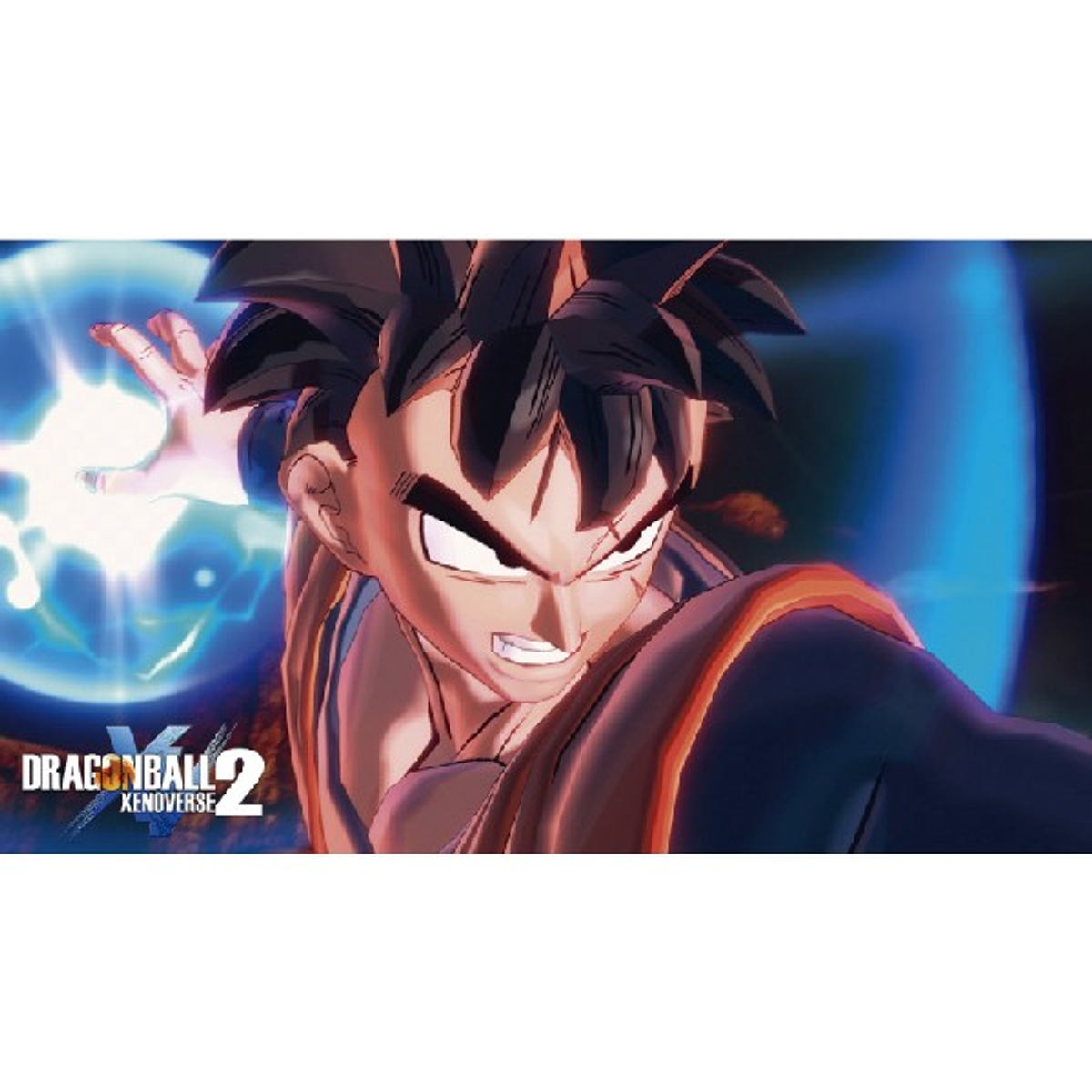 Postać z anime z kolczastymi czarnymi włosami, zmrużonymi oczami i świecącą niebieską kulą energii.