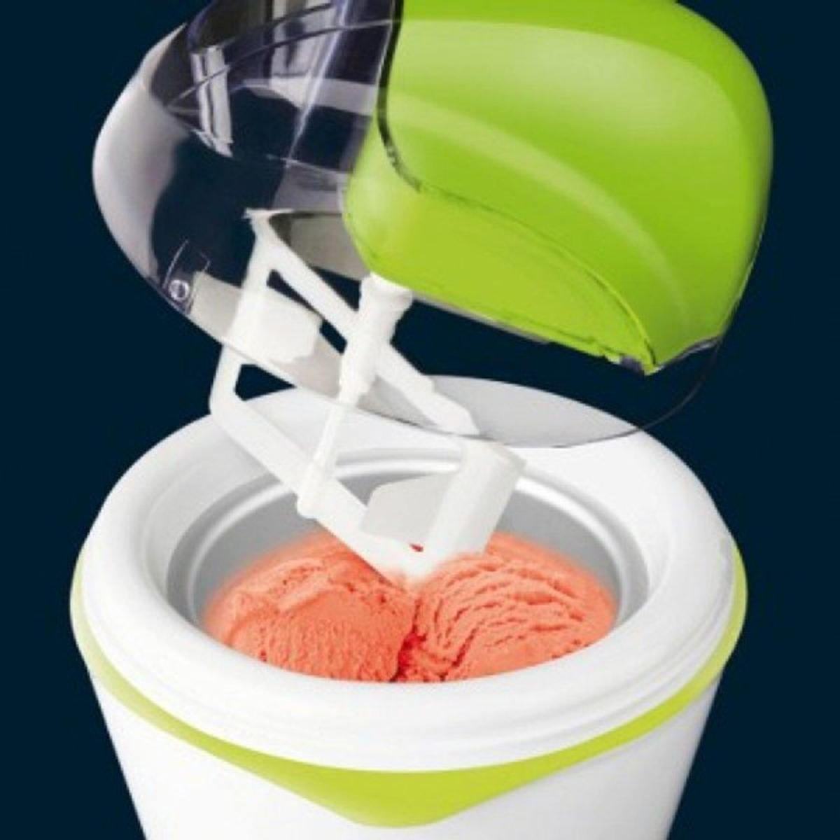 Maszyna do lodów z dwiema gałkami pomarańczowych lodów.