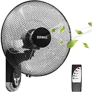 Ventilador de pie - DURONIC Duronic FN55 Ventilador Pared - Hélice 40cm - Eléctrico 60W - 3 Velocidades - Mando Distancia, 60 W, 3 velocidades, Negro